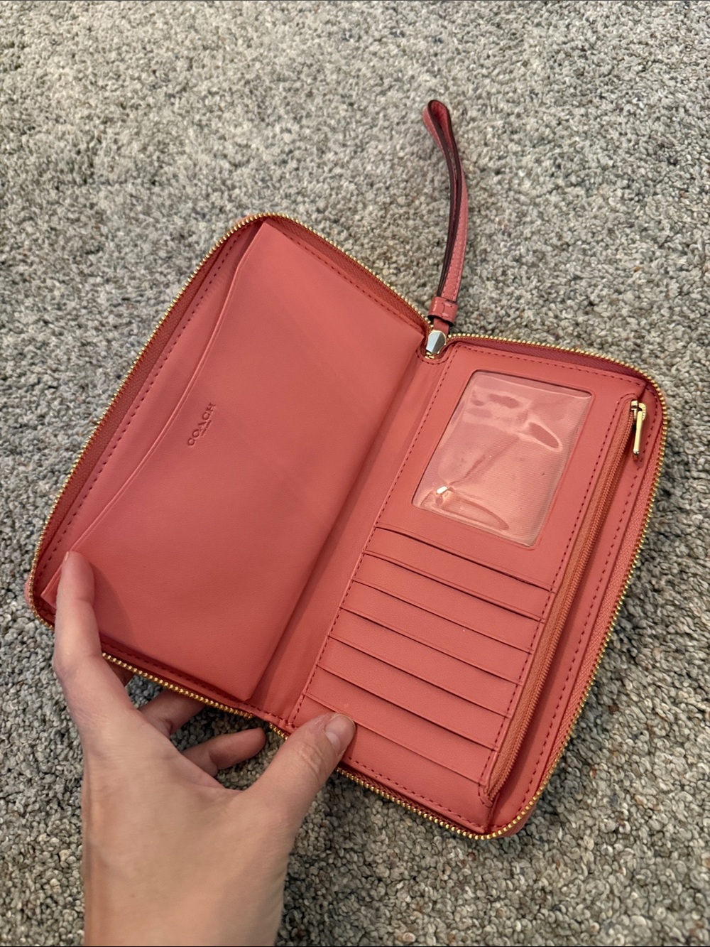 Coach Dempsey Large Phone Wallet in Signature Jacquard PINK - Picture 6 of 7